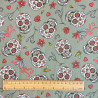 Algodón estampado CALAVERAS Caqui / Coral